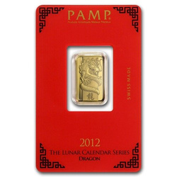 Sztabka Pamp - Lunar Rok Smoka 5 gramów Złota LBMA GD Refiner