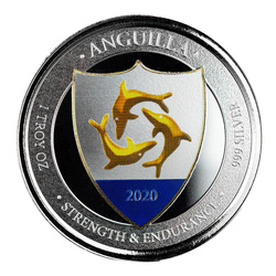 Anguilla: Coat of Arms barevná 1 unce stříbra 2020 Proof