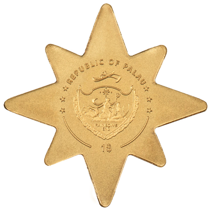Palau: Star 0,5 gram Gold Silk Coin