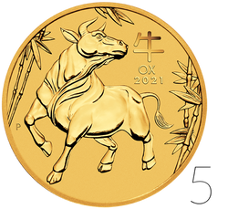 Lunar III: Year of the Ox 1 oz Gold Sets 5 Pc. 2021