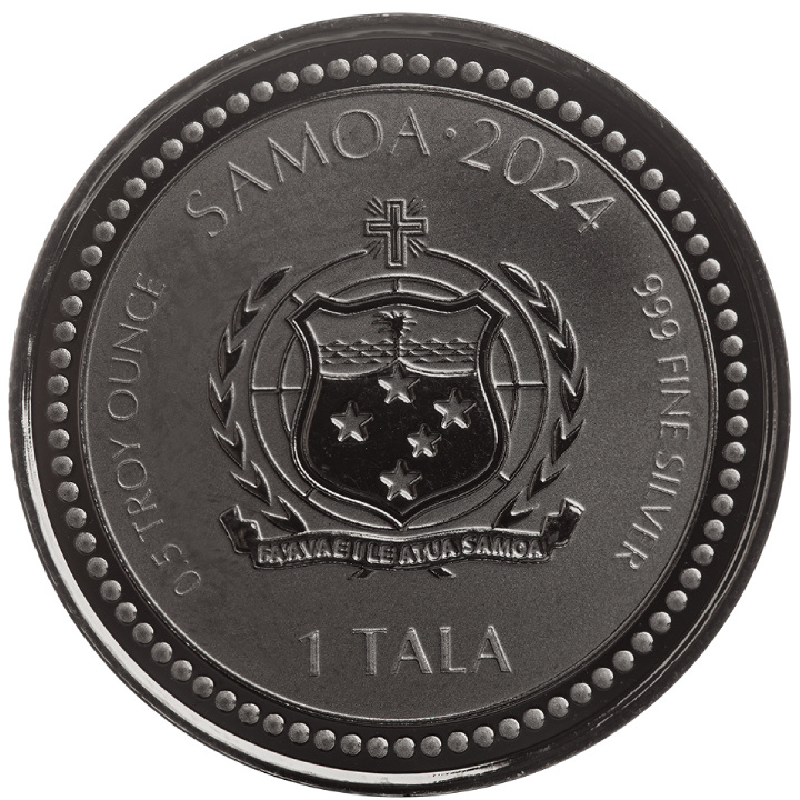 Samoa: Anno del Dragone 1/2 oncia d'argento 2024 Rodio nero