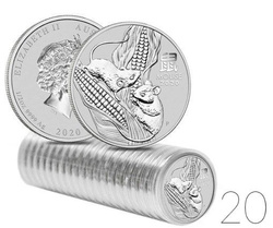 Lunar III : Année du Rat 1/2 once d'argent LOT DE 20 PIÈCES 2020