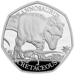 Dinosaurs: Iconic Specimens - Tyrannosaurus Rex 50p Silber 2024 Proof