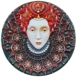 Niue: Women - Elizabeth I coloured $5 Silver 2022 High Relief Antiqued Coin