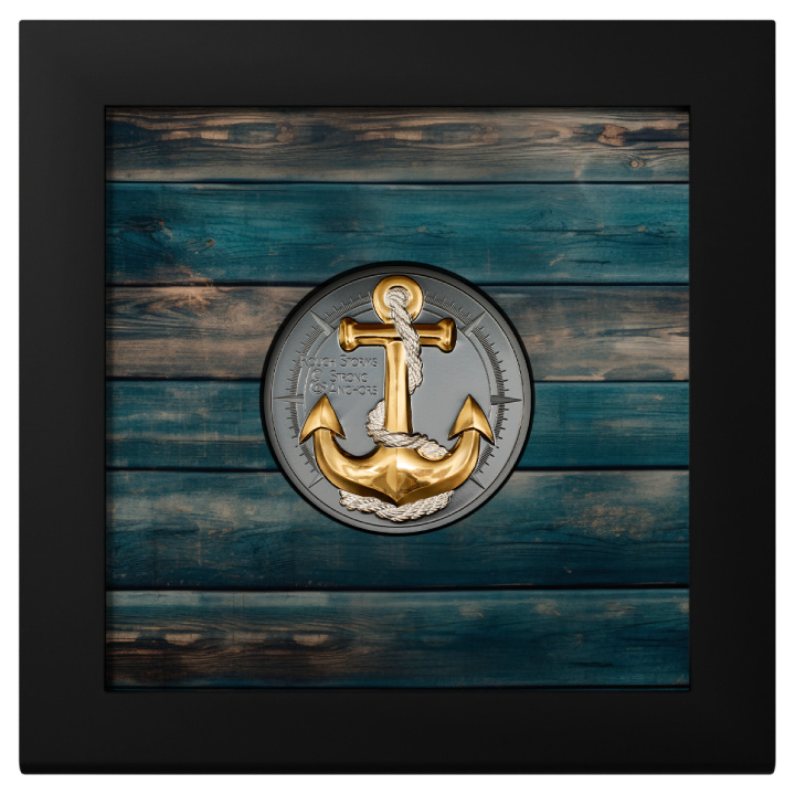 Cook Islands: The Journey Anchor - Rough Storms pozłacany 2 uncje Srebra 2025 Black Proof