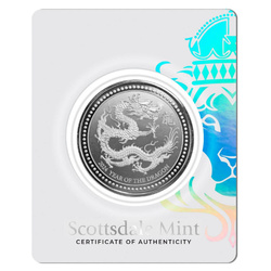 Samoa: Year of the Dragon 1 oz Silber 2024 Prooflike Coin (coin in the card)