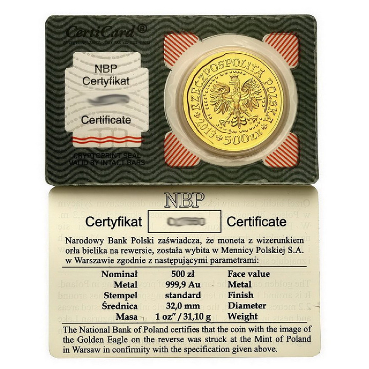 Nationalbank von Polen: Seeadler 1 Unze Gold 2013 (nahezu prägefrisch)