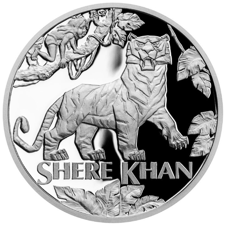 Niue: El Libro de la Selva - Tigre Shere Khan $1 Srebro 2022 Proof