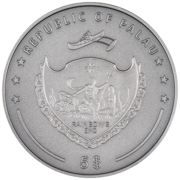 Palau: Poker Card Guard pozłacany 1 uncja Srebra 2024 Antiqued Finish