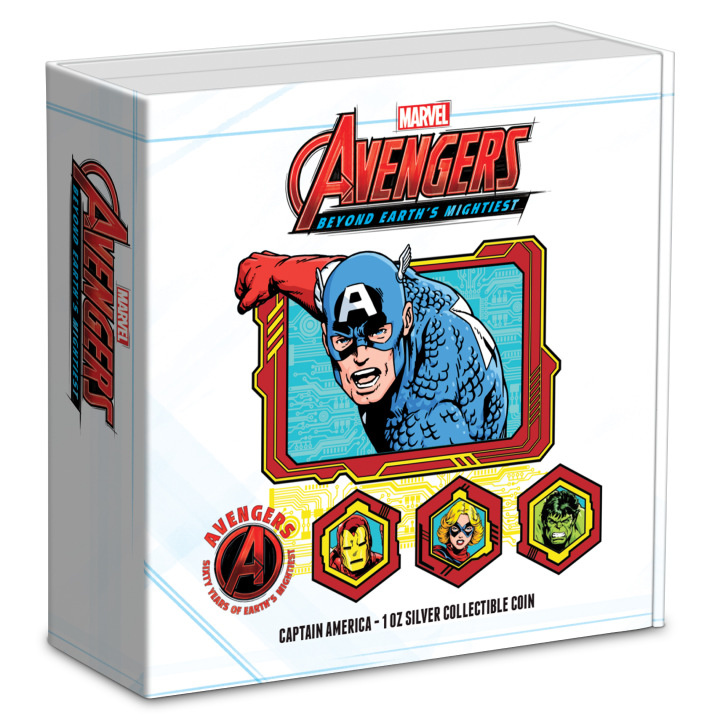 Niue: Marvel - Avengers 60th Anniversary 'Captain America' coloured 1 oz Silver 2023 Proof