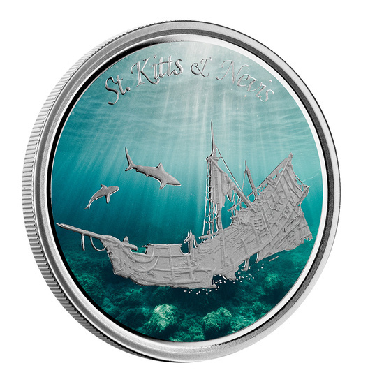 Kitts Sunken Ship coloreado 1 oz Plata 2021 Proof