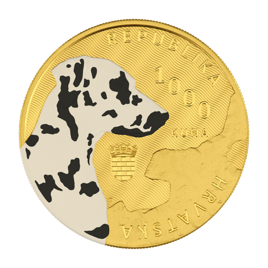 Croatia: Dalmatian Dog coloured 1 oz Gold 2021