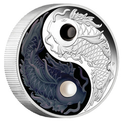 Tuvalu: Yin Yang Koi színes 5 uncia ezüst 2024 Proof