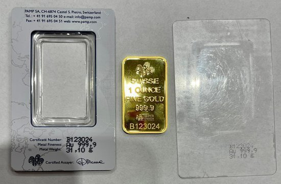 1 oz Gold Bar Pamp Suisse Beschädigte CertiPack