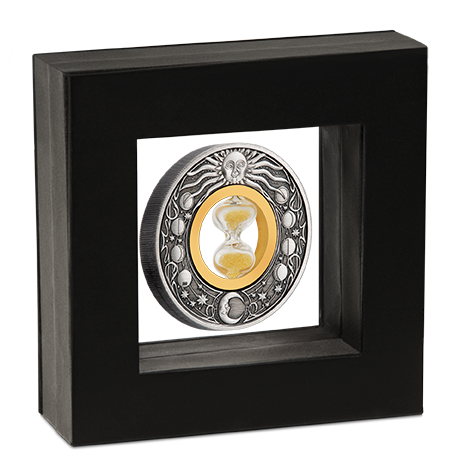 Tuvalu: Hourglass 2 unce stříbra 2021 Antiqued Coin