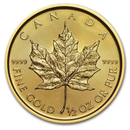 Feuille d'érable canadienne 1/2 once d'or 2016