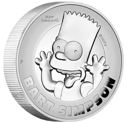 Tuvalu: Bart Simpson 2 oz Silver 2022 Proof High Relief