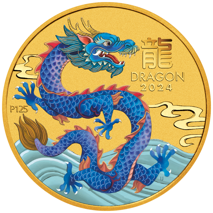  Perth Mint: Lunar III - Year of the Dragon coloured 1/10 oz Gold 2024