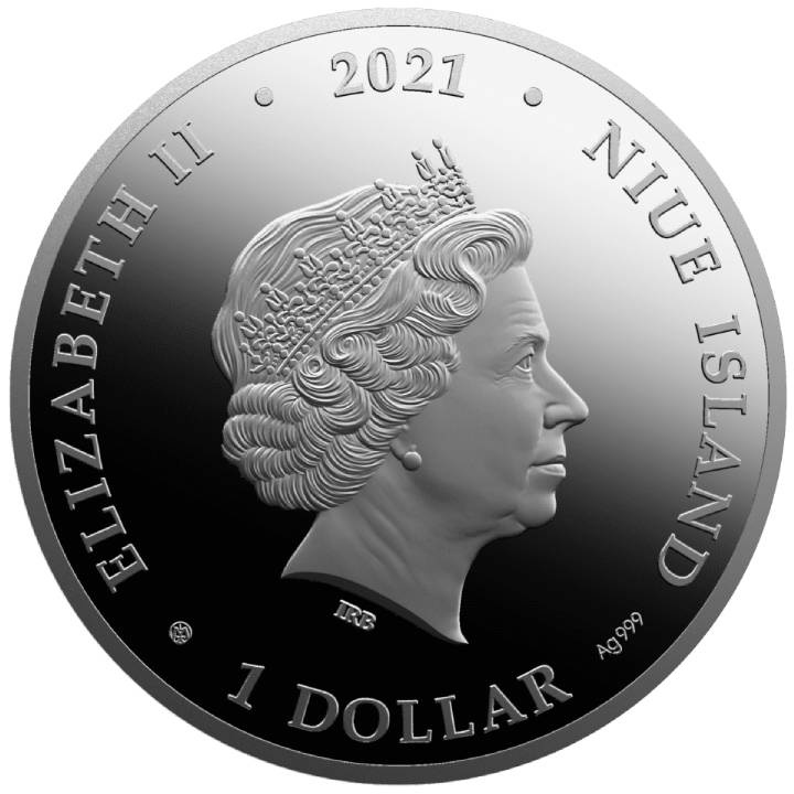 Niue: Pets on Music Style - Romance coloured $1 Silber 2021 Prooflike