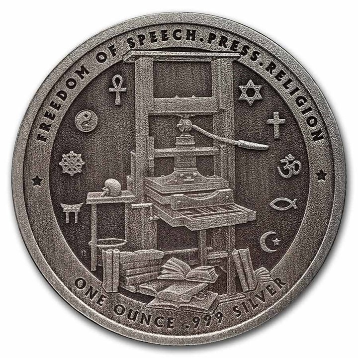 Founders of Liberty: Benjamin Franklin - Free Speech 1 oz Silber 2022 Antique Coin