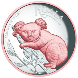 Australijska Koala pozłacana 5 uncji Srebra 2025 Proof High Relief 