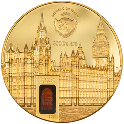Palau: Tiffany Art Metropolis - Palace of Westminster kolorowany 5 uncji 2023 Proof Ultra High Relief
