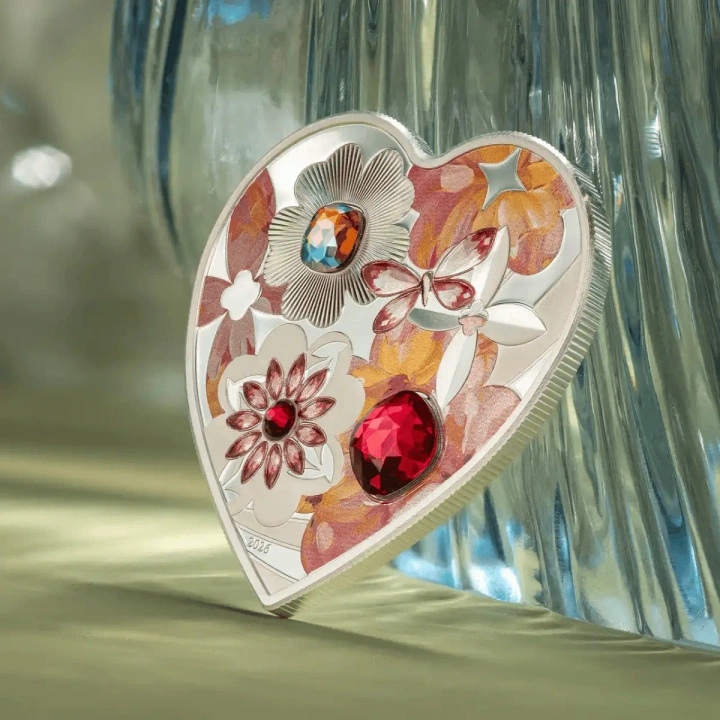 Islas Cook: Brilliant Love – Blossom, coloreada, 20 gramos de plata, 2026, Crystal Proof.