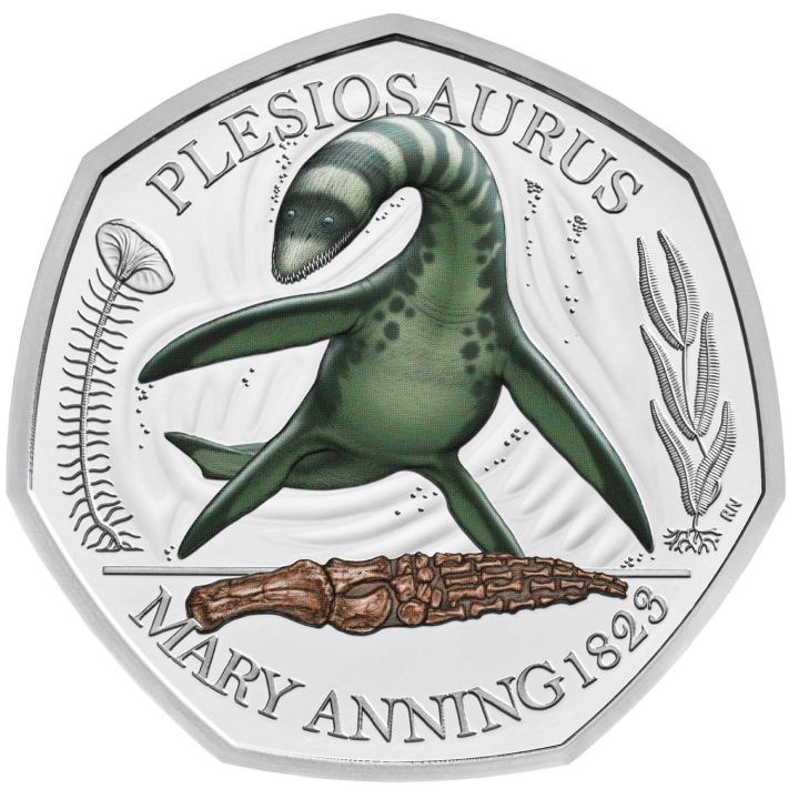 A Föld meséi: Plesiosaurus színes 50 pence ezüst 2021 Proof