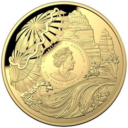 Great Barrier Reef kolorowany 1 uncja Złota 2022 Proof Dome-Shaped Coin