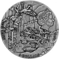 Niue: Eight Immortals - Zhang Guolao kolorowany 2 uncje Srebra 2022 High Relief Antiqued Coin