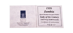 Zambia Królowa Matka 1000 Kwacha 1999 Proof
