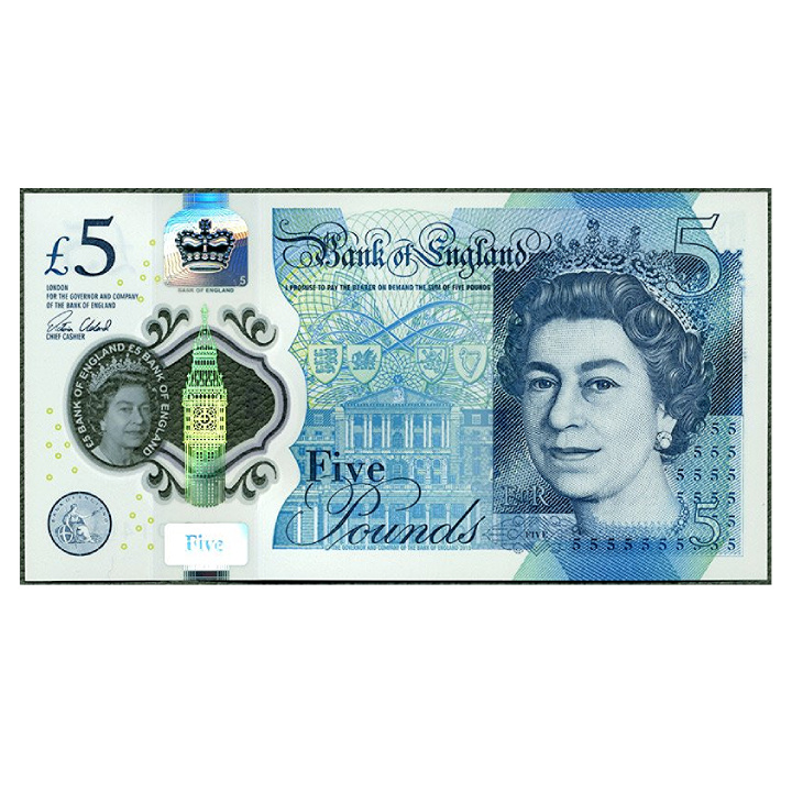 Billet de 5 livres sterling - Reine Elizabeth II (5 pound / 5 GBP) En circulation