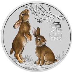 Perth Mint: Lunar III – Rok králíka, barevná, 1/4 unce stříbra 2023 (Sydney Money Expo Anda Special)