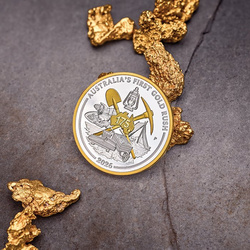 Srebrna Moneta Perth Mint: Australia’s First Gold Rush 175th Anniversary pozłacana 1 uncja Srebra 2026 Proof