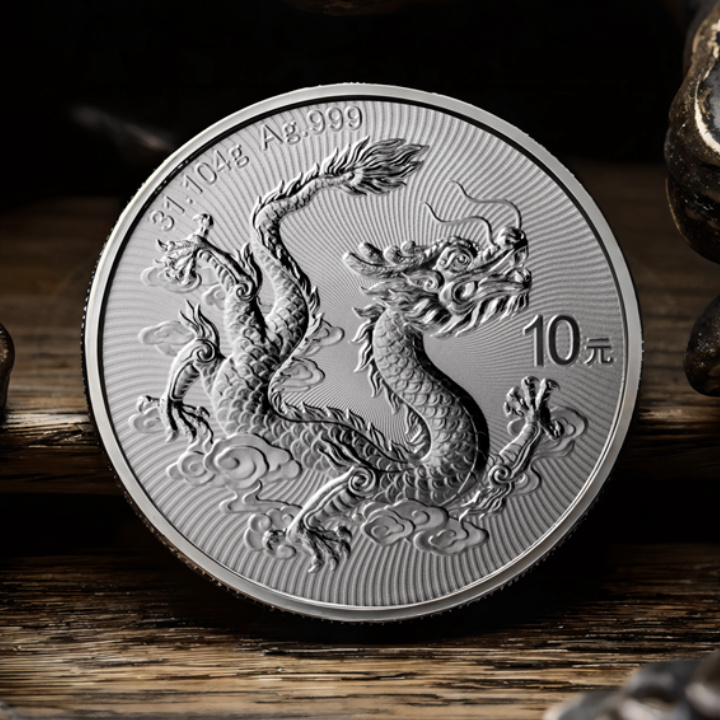 Chinese Dragon 10 Yuan Srebro 2025