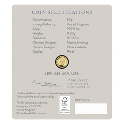 Goldmünze The Royal Mint: Lunar - Jahr des Schafes 1/40 Unze Gold 2027 Proof