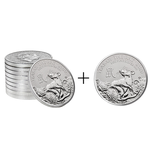 Año de la Rata 1 oz Plata PAQUETE 20 PACK 2020 + 1 oz Plata