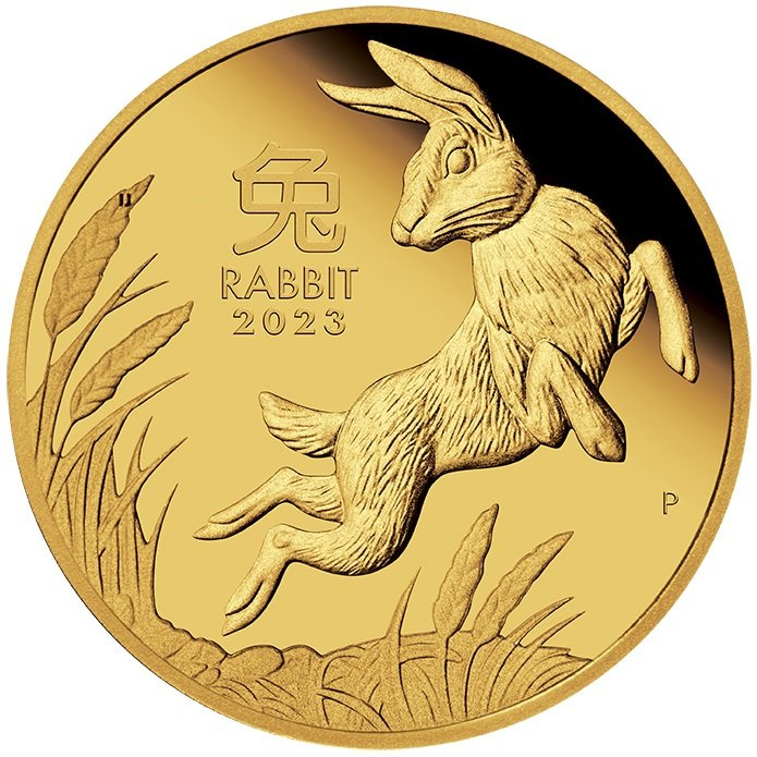 Perth Mint: Lunar III - Anno del Coniglio 1/10 oncia d'oro 2023 Proof