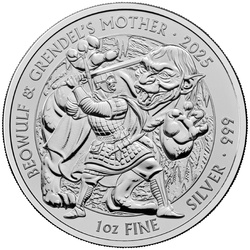 Miti e leggende: Beowulf e la madre di Grendel 1 oncia d'argento 2025