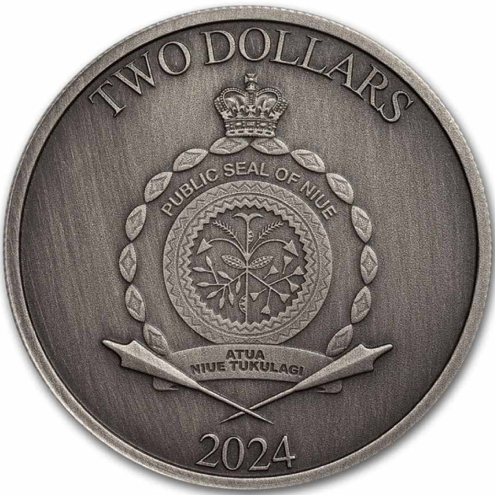 Niue: Héroes de la Mitología Griega - Perseo 1 oz Plata 2024 Moneda Antigua