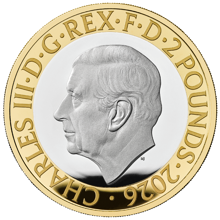 Monedă din argint HMS Beagle 2 lire aurită 2026 Proof Piedfort