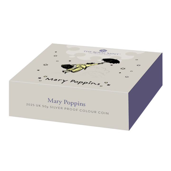 Mary Poppins kolorowana 50p Srebro 2025 Proof