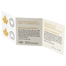 Canada: Celebrate Love $20 Gold Plated Silver 2023 Proof 