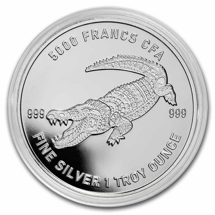 Czad: Mandala Crocodile 1 uncja Srebra 2022