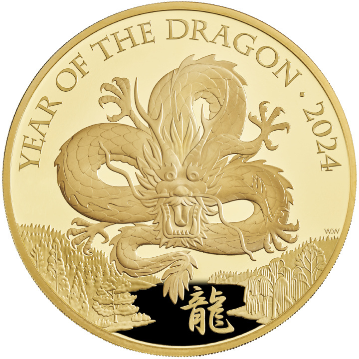 Royal Mint Lunar: Anno del Drago 1000 grammi d'oro 2024 Proof