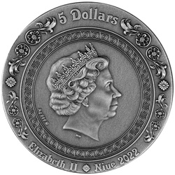 Niue Hera și Junona aurită 5$ argint 2022 High Relief Antiqued Coin