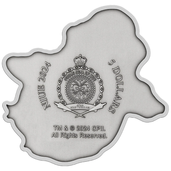 Niue: Ghostbusters - Slimer colorato 2 once d'argento 2024 Moneta sagomata antica