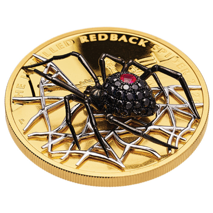 Moneda de oro The Jewelled Redback Spider 2 onzas de oro 2026 Diamond Proof