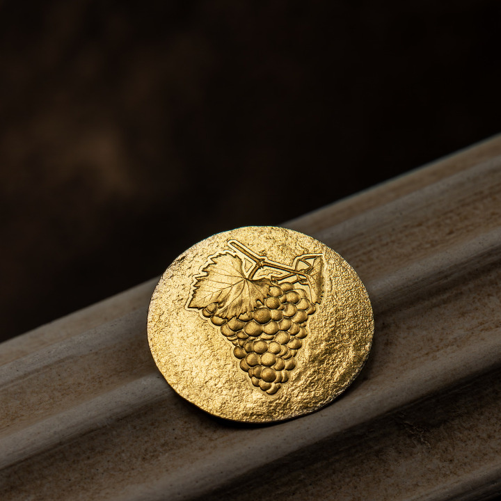 Cook Islands: Ancient Greece - Wine Grapes "Naxos" 0,5 gram Gold 2023 Silk Coin