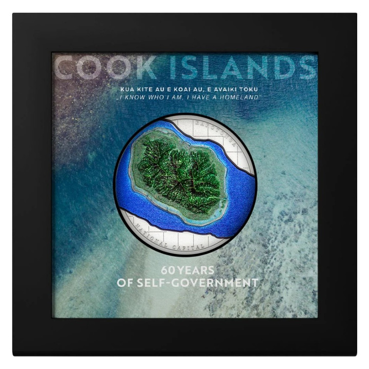 Islas Cook: 60 Años de Autogobierno coloreado 2 oz Plata 2025 Proof